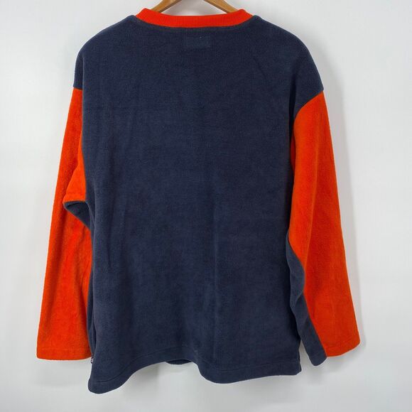 Y2K Arizona Jean Co. Men's Orange Navy Colorblock Fleece Sweatshirt Top Shirt XL - Picture 2 of 3